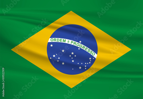 Illustration of a waving flag of the Brazil