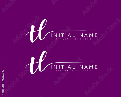 T L Initial handwriting logo vector. Hand lettering for designs.