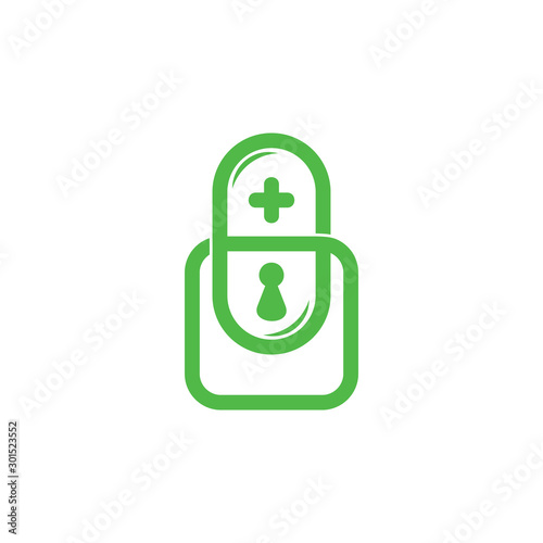 pills health lock symbol vector