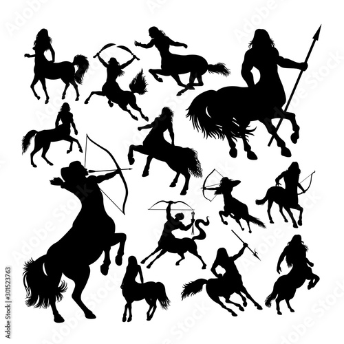 Centaur ancient creature mythology silhouettes. Good use for symbol, logo, web icon, mascot, sign, or any design you want. photo