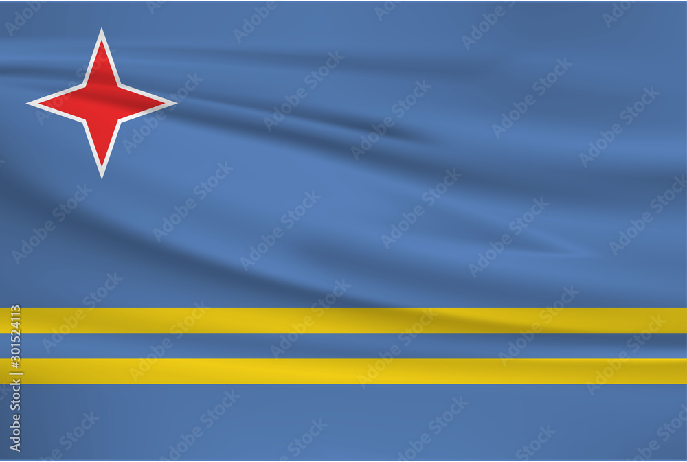 Fototapeta premium Illustration of a waving flag of the Aruba