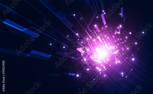 Vector Abstract futuristic circuit board global system, Illustration high digital technology blue color concept