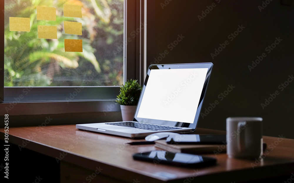 Mock up Copy Space Blank Screen Concept Business Working on Laptop. Mock up Copy Space Blank Screen Concept Business Working on Laptop.