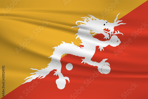 Illustration of a waving flag of the Bhutan