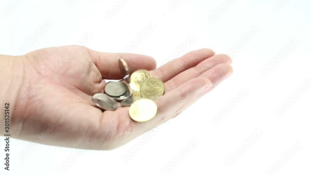 HD : Coins falling on human hand. High Definition 1920x1080 Video Format HD : Coins falling on human hand. High Definition 1920x1080 Video Format