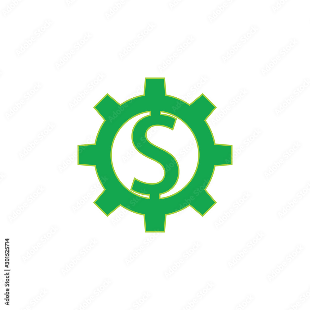 money dollar letter s cog machine logo vector money dollar letter s cog machine logo vector