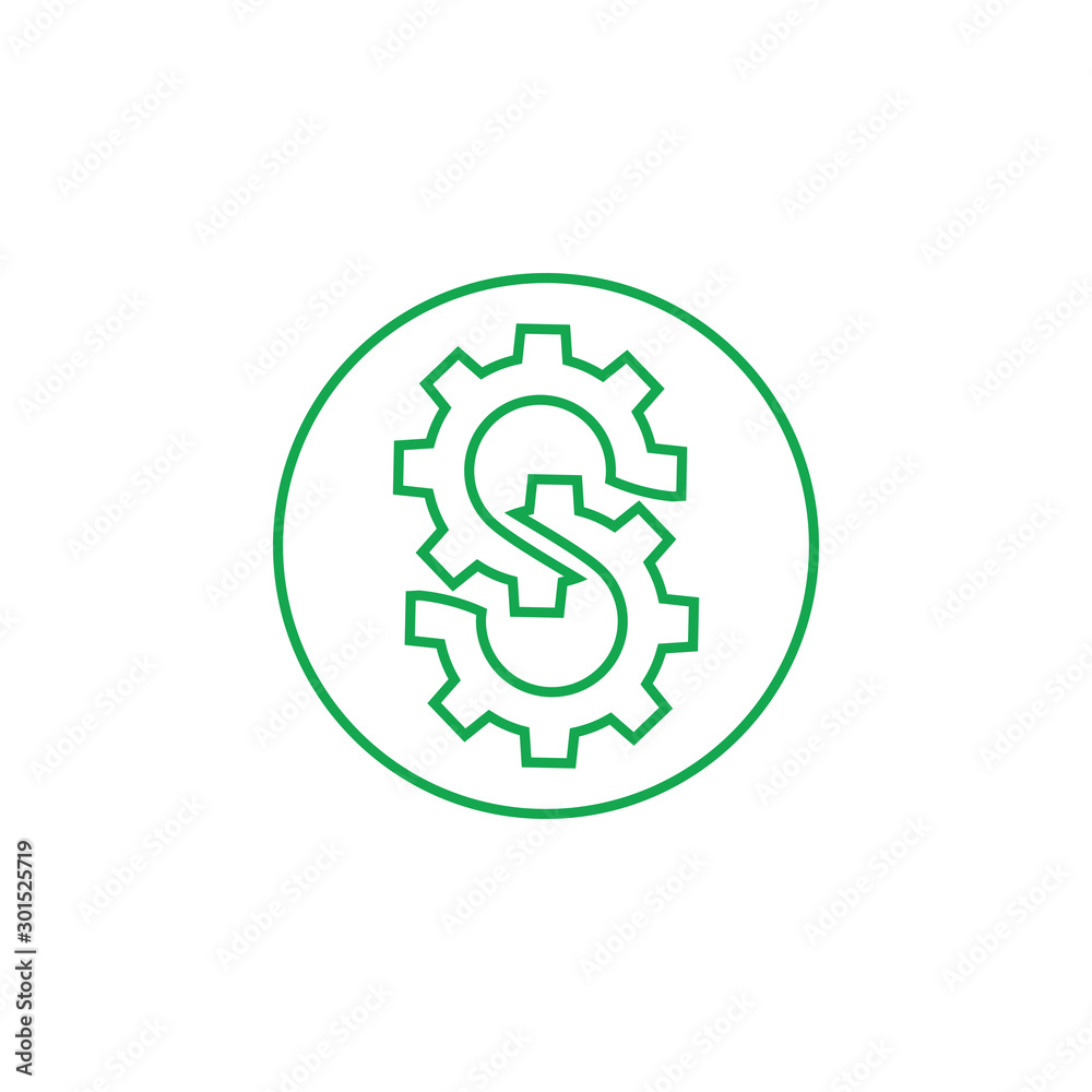 letter s cog machine outline design vector