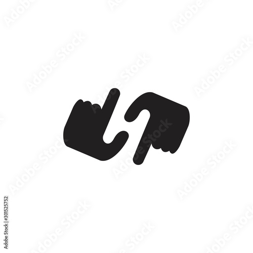 letter h pointing hand negative space logo vector