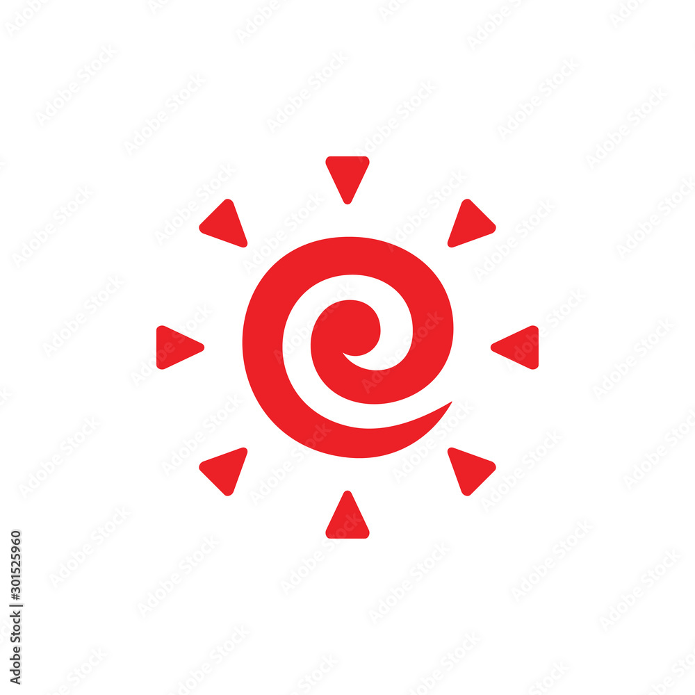 letter e sun shine spiral shape logo vector letter e sun shine spiral shape logo vector