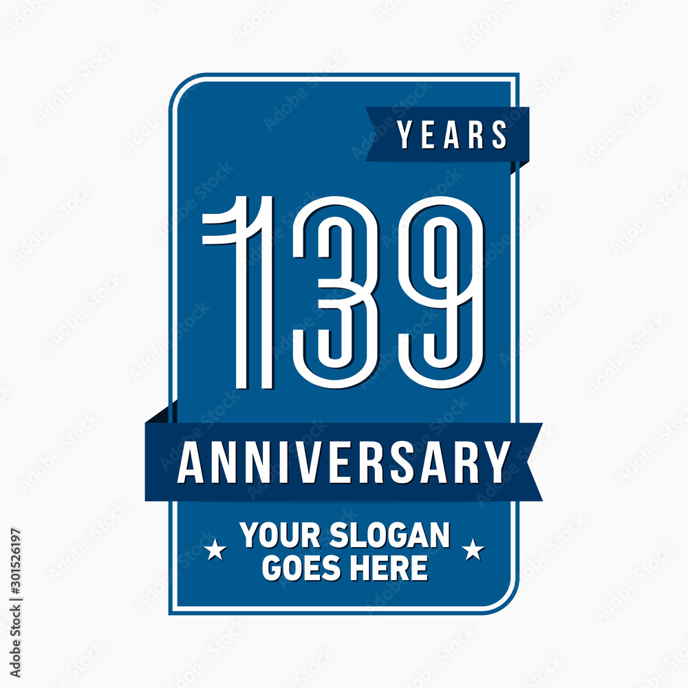 139 years anniversary design template. One hundred and thirty-nine years celebration logo. Vector and illustration. 139 years anniversary design template. One hundred and thirty-nine years celebration logo. Vector and illustration.