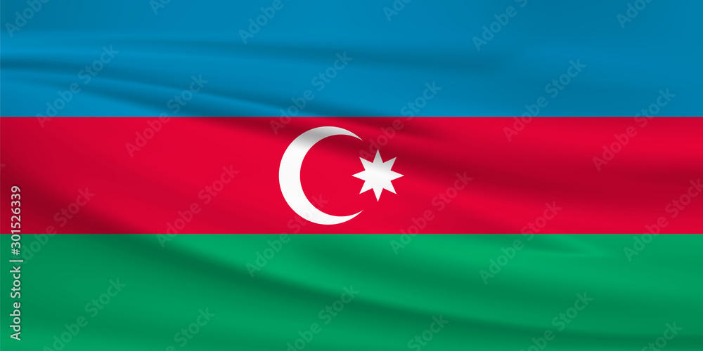 PrintIllustration of a waving flag of the Azerbaijan PrintIllustration of a waving flag of the Azerbaijan