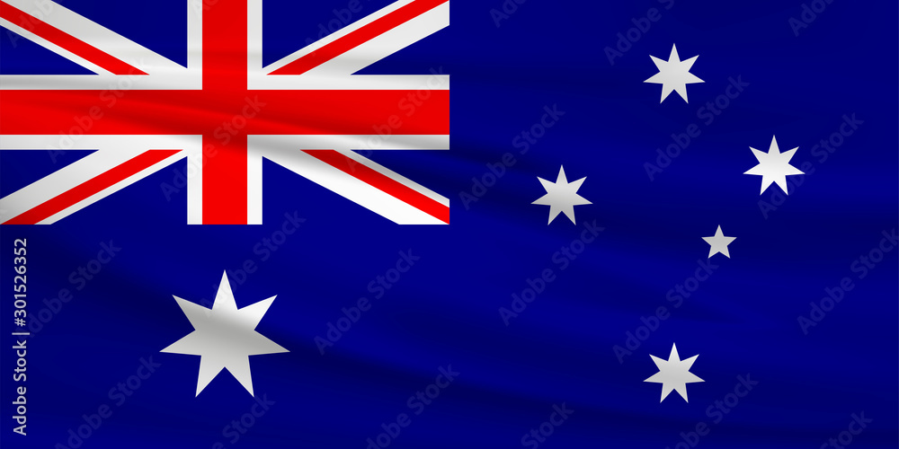 Fototapeta premium Illustration of a waving flag of the New Zeland