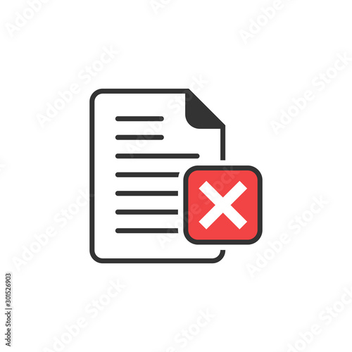 Document error icon in flat style. Broken report vector illustration on white isolated background. Damaged business concept.