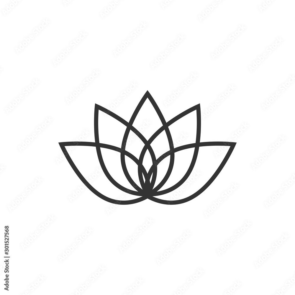 Lotus icon in flat style. Flower leaf vector illustration on white isolated background. Blossom plant business concept.