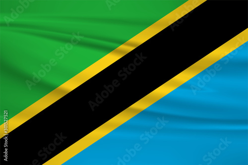 Illustration of a waving flag of the Tanzania