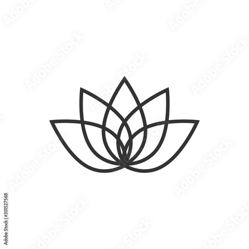 Lotus icon in flat style. Flower leaf vector illustration on white isolated background. Blossom plant business concept.