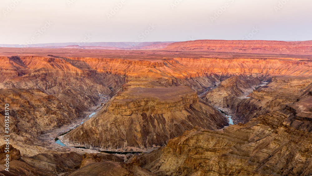 View of Fish River Canyon early morning and at dusk, Namibia