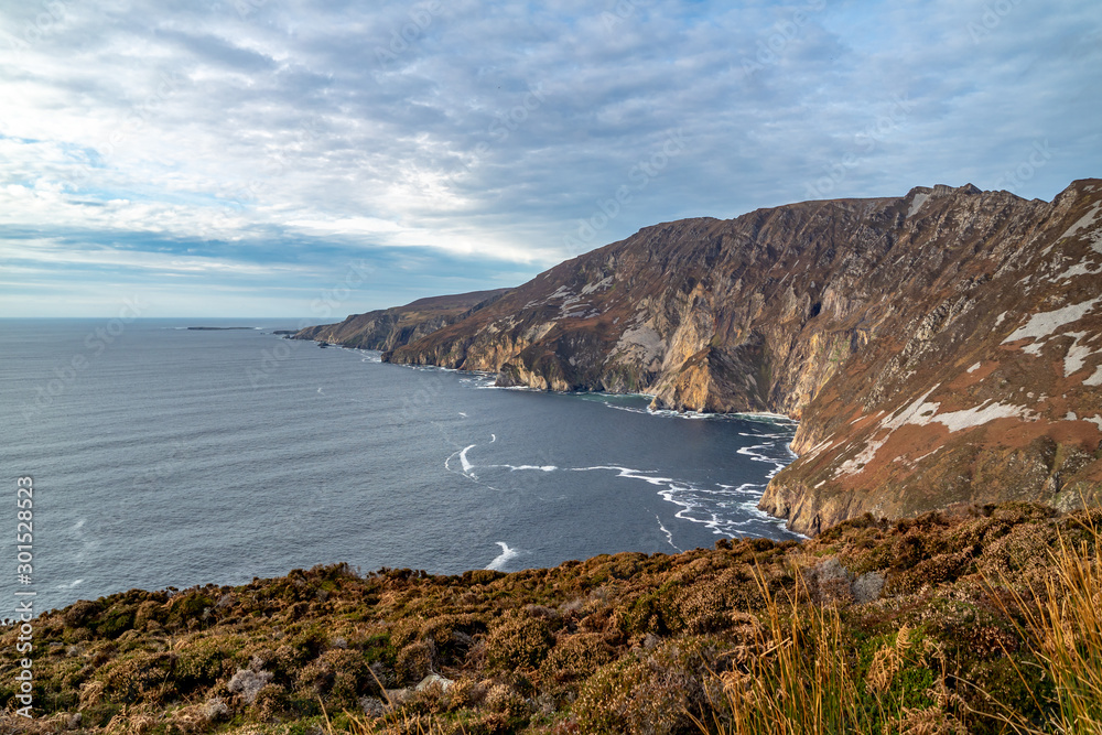 Slieve League Cliffs are among the highest sea cliffs in Europe rising 1972 feet above the Atlantic Ocean - County Donegal, Ireland