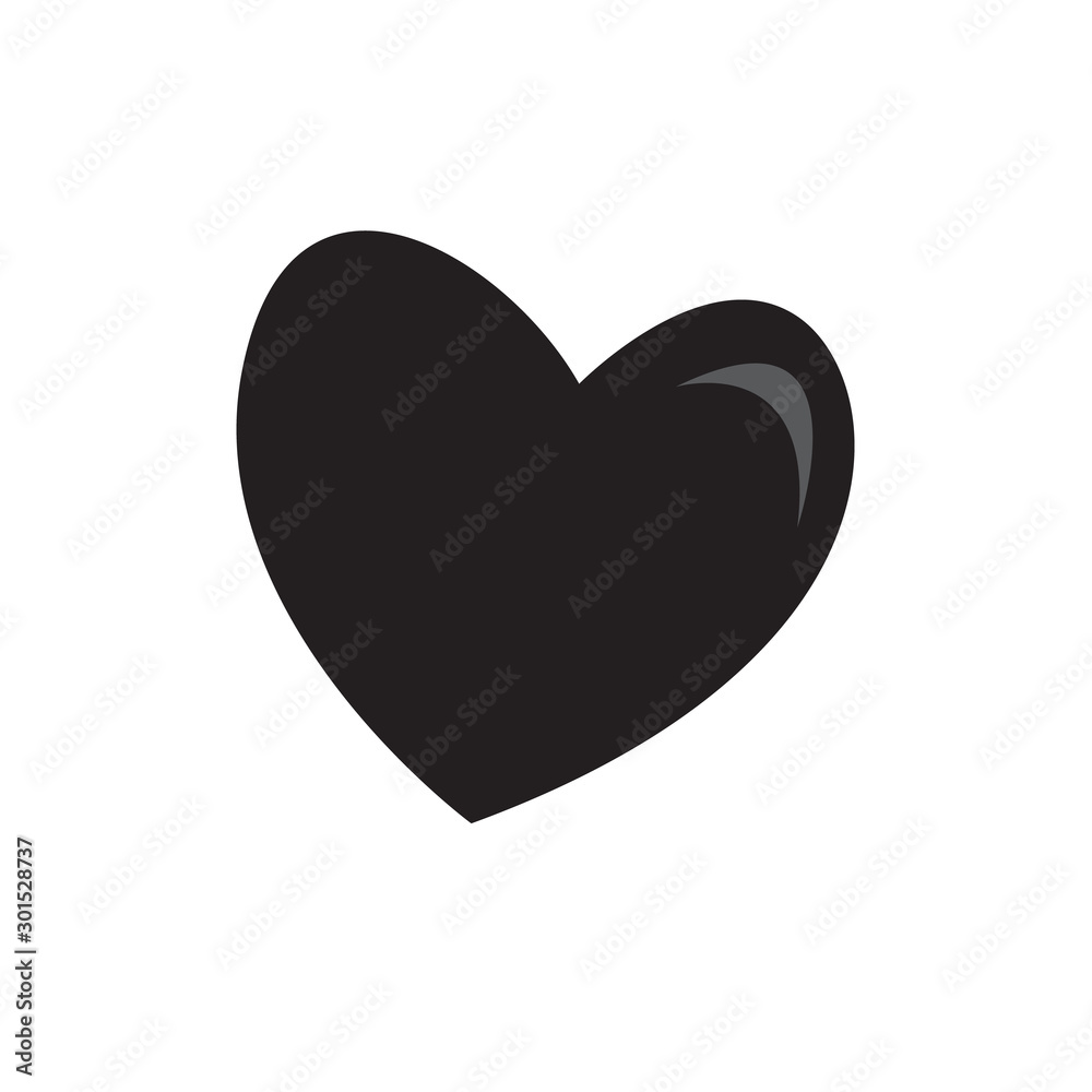 silhouette of black heart vector logo icon isolated on white background silhouette of black heart vector logo icon isolated on white background