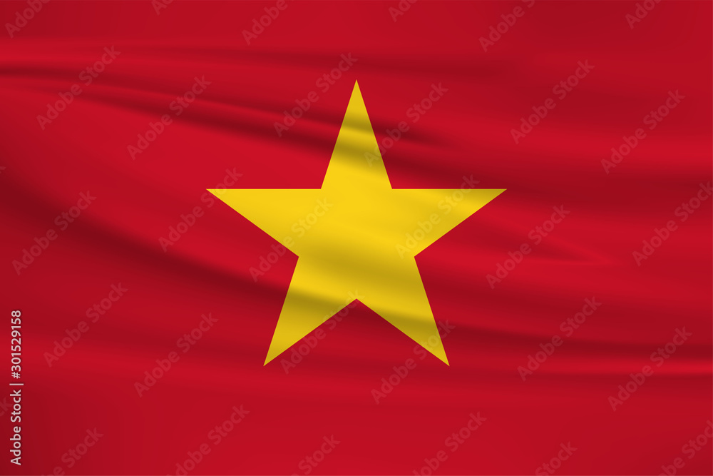 Illustration of a waving flag of the Vietnam Illustration of a waving flag of the Vietnam