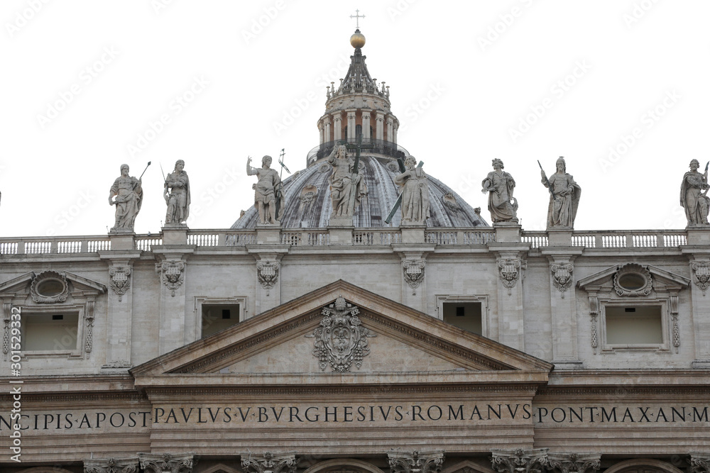 Big dome and the Facade of Basilica of Saint Peter in Vatican Ci
