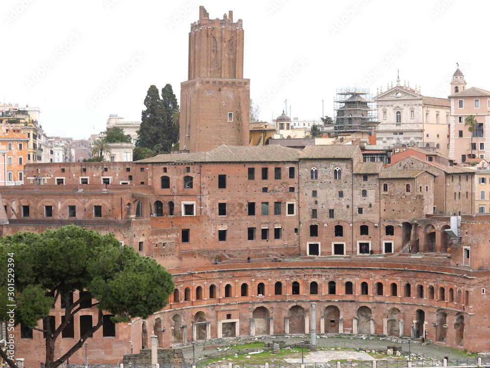 View of Trajans Market in Rome in Italy