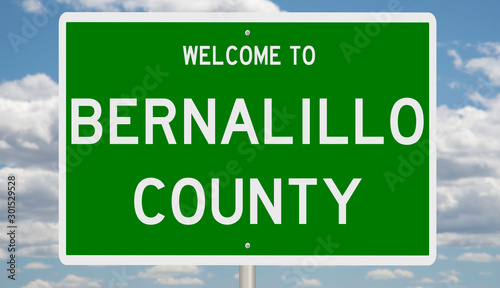 Rendering of a green 3d highway sign for Bernalillo County photo
