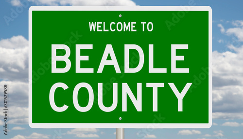 Rendering of a green 3d highway sign for Beadle County