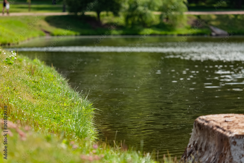 Beautiful background with riverside and lawns Beautiful background with riverside and lawns
