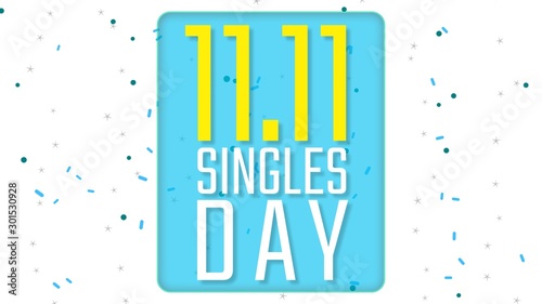 Singles day (11 November) bouncy animation, on white background