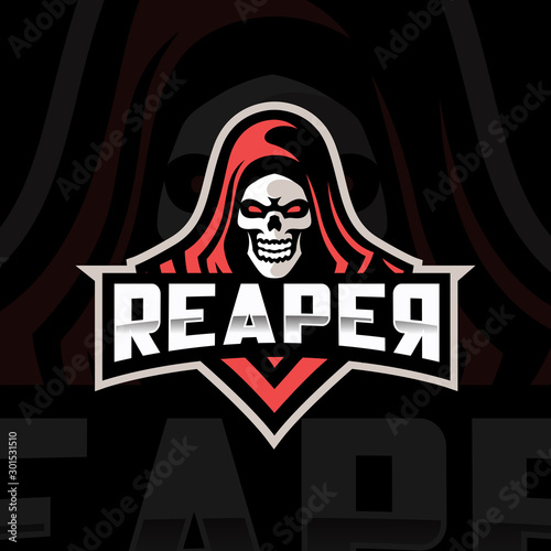 Grim reaper esport gaming mascot badge logo template