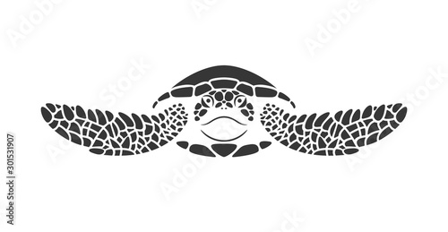 Sea turtle logo. Isolated turtle on white background. Reptile