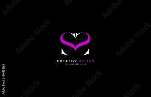 Initial SS Letter with Love Heart Symbol Beauty Logo