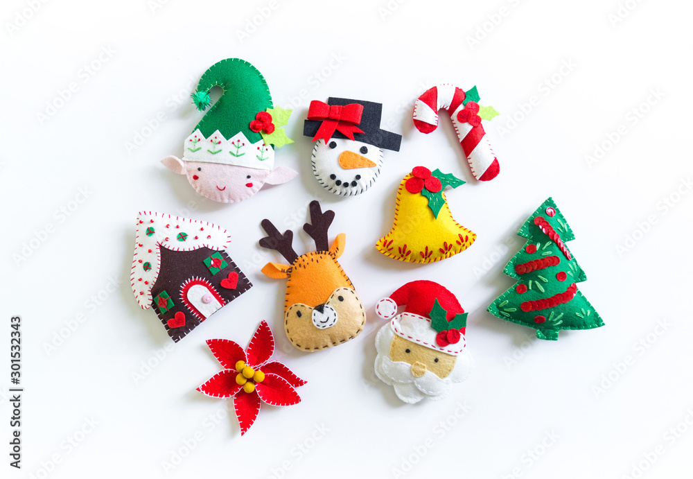Toy made of felt to decorate the Christmas tree. New Year home decor. Toy made of felt to decorate the Christmas tree. New Year home decor.