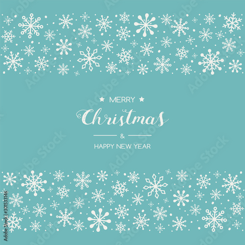 Christmas postcard with beautiful hand drawn snowflakes. Vector