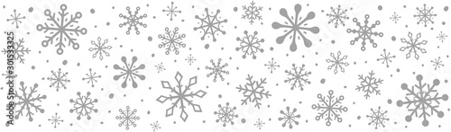 Panoramic header with beautiful snowflakes. Christmas decoration. Vector