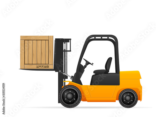 Forklift with wooden box