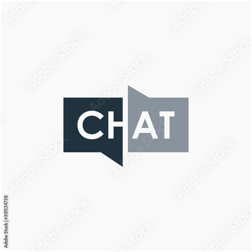 chat lettering with bubble concept logo design. talk, speak, logo template. Chat vector logotype design template. -vector