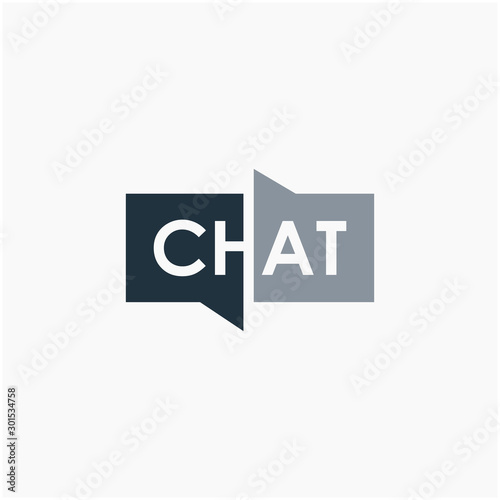 chat lettering with bubble concept logo design. talk, speak, logo template. Chat vector logotype design template.  -vector