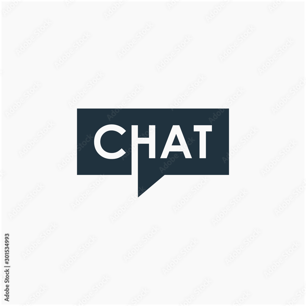 chat lettering with bubble concept logo design. talk, speak, logo template. Chat vector logotype design template.  -vector