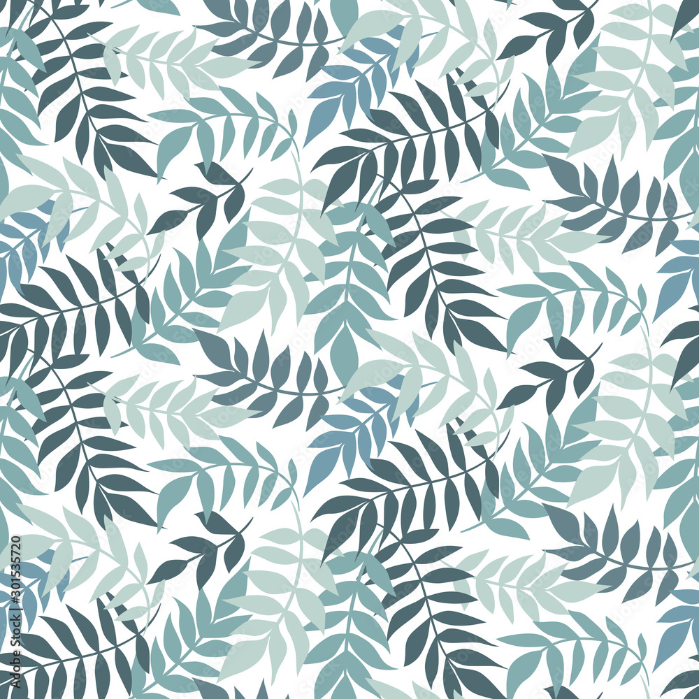 Fototapeta premium Vector leaves seamless pattern. Floral ornament. Leaf background.