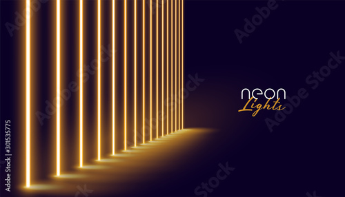 glowing golden neon lights line background design