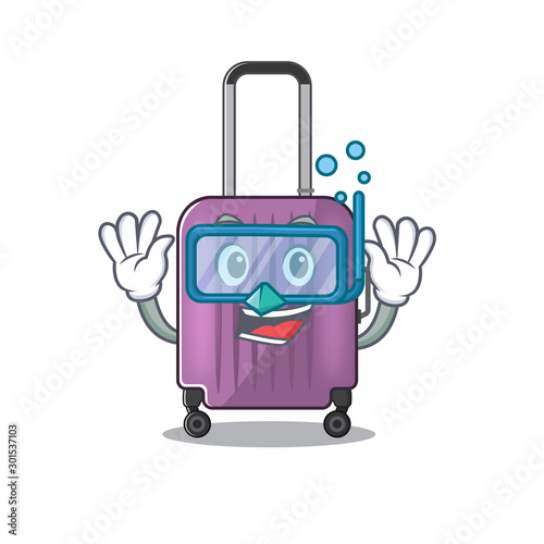 travel suitcase diving isolated with the cartoon