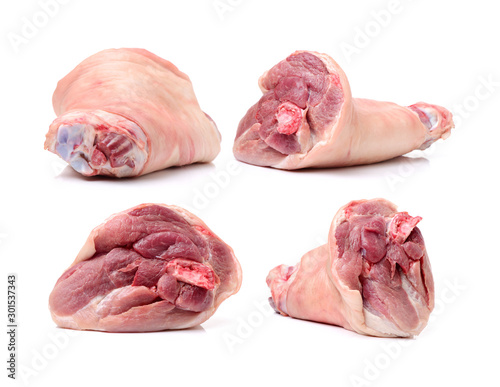 Photography raw pork (leg) isolated on white background