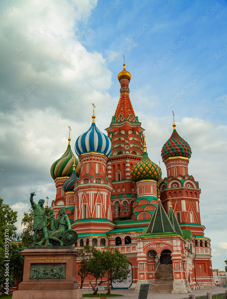 Moscow Kremlin and of St Basil's Cathedral on Red Square, Moscow, Russia.