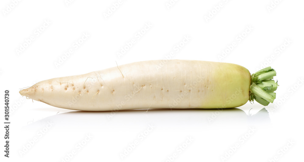 White radish on white background White radish on white background