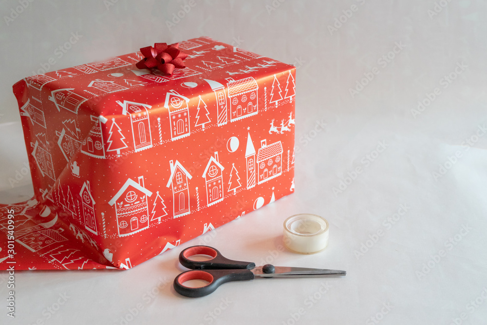 Sghiny Red Christmas Gift Wrap Tape, Isolated Over White Stock Photo,  Picture and Royalty Free Image. Image 10542778.