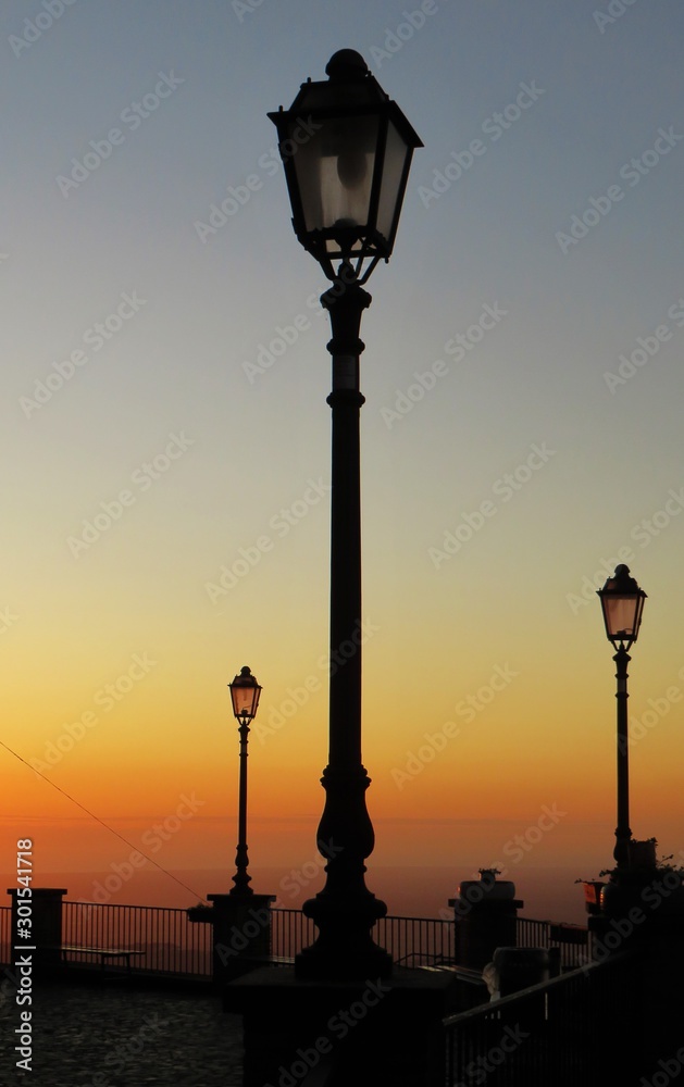 street lamp at sunset