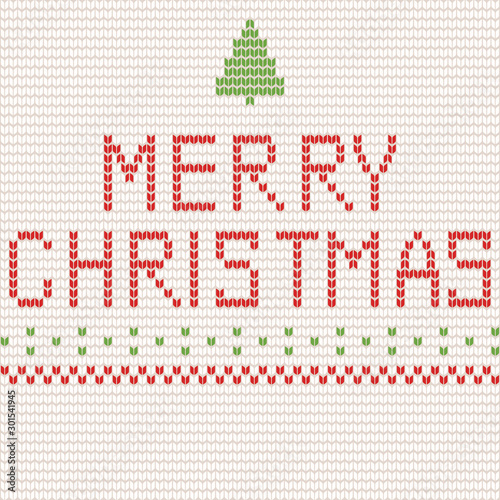 Merry Christmas - knit design, vector illustration
