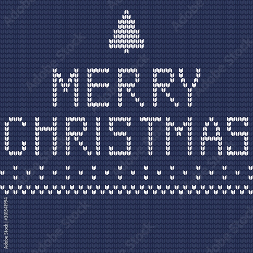 Merry Christmas - knit design, vector illustration